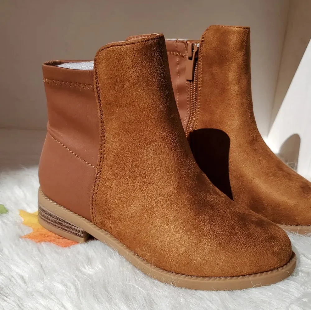 Faux Suede Tan Ankle Boots - Picture 3 of 3